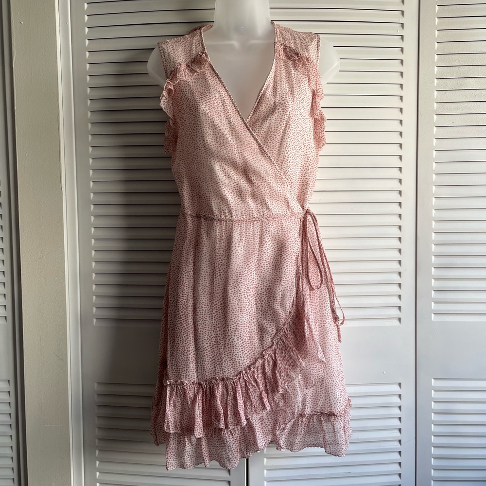 AllSaints ruffle hem wrap dress medium M